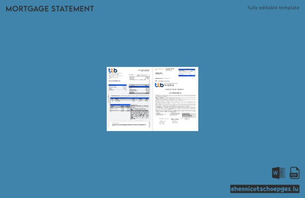 Hypothekenabrechnung der thailändischen TMB Thanachart Bank im Word- und PDF-Format (Beispielvorschau)